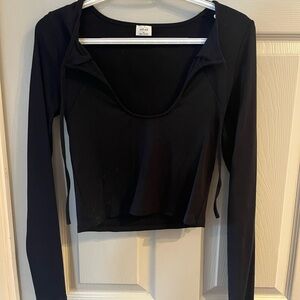 Wilfred Black Long Sleeve Crop Top